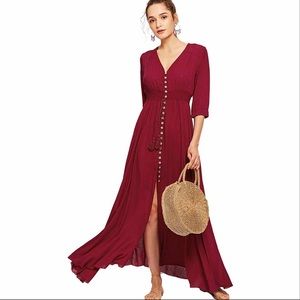 Button down long sleeve burgundy dress - Worn Once
